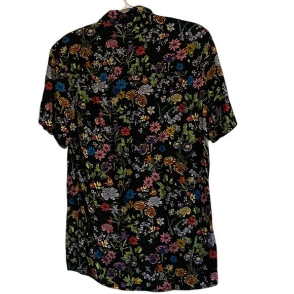Empyre Rayon Sz. M Black Floral Buttton Up Short Sleeves Shirt - Picture 1 of 5